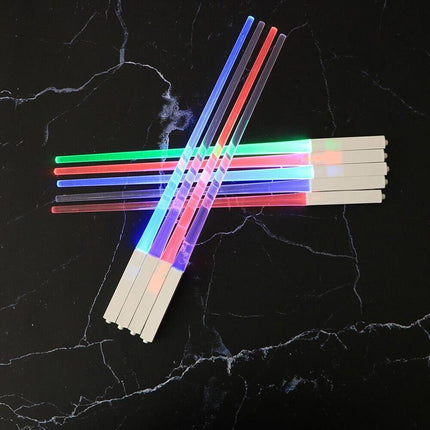 Chopsticks Light Up LED Glowing Light Saber Chop Sticks Reusable Lightup Gifts - Aimall