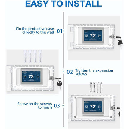 Transparent Thermostat Lock Box with Key Wall Mount Protective Security Cover