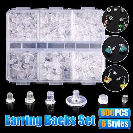 600pcs Ear Plug Set Earring Stud Backs Replacement Secure Fit Accessory