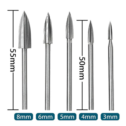 5Pcs Wood Carving Engraving Drill Bits Set Milling Cutter For Dremel Rotary Tool - Aimall