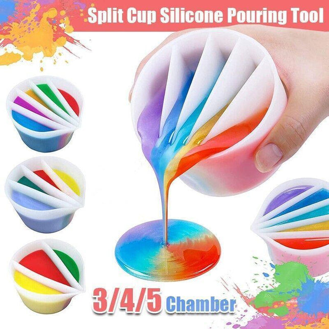 Split Cup Silicone Pouring Tool For Acrylic Paint Epoxy Resin Diy Art Craft Kit. - Aimall