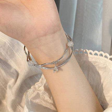 Women Fishtail Bracelet Chain Twisted Cuff Bracelet Bangle Adjustable Bracelets - Aimall