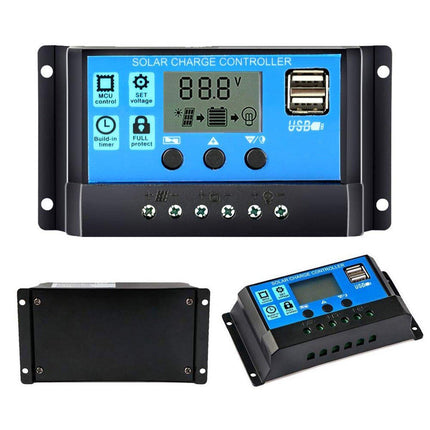 20A Solar Charge Controller 12V 24V LCD 2 USB Ports Lead-Acid Regulator