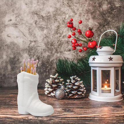 Ceramic Boots Matchbox Holder Home Storage Organizer Decorative Display Box