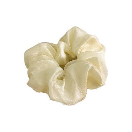 Double-Deck Solid Colour Organza Mesh Hair Scrunchies Ponytail Hairband Female - Aimall