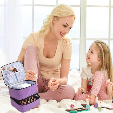 Portable Double Layer Nail Polish Essential Oil Storage Bag Travel Organizer