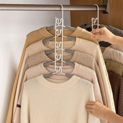 Space-saving Multi-layer Folding Hanger Hook Closet Organizer Clothes Rack