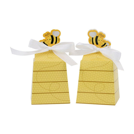 50PCS Bee Party Candy Box Chocolate Box with Ribbon Yellow Gift Boxes