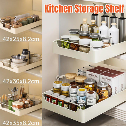 Kitchen Storage Shelf Organizer Sliding Cabinet Basket Pull Out Metal Drawer