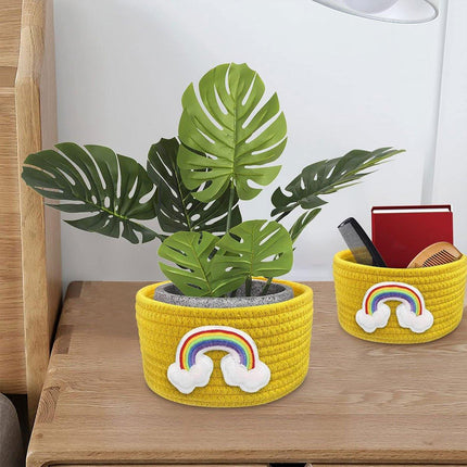 2PCS Handmade Storage Basket Desktop Organizer Placement Basket for Miscellaneou