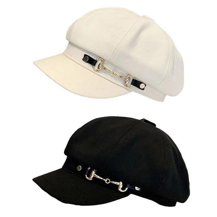 2pcs Vintage Beret Hat Autumn and Winter Versatile Fashionable Warm Headwear Set