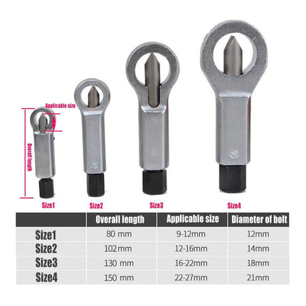 4PCS Metal Nut Splitter Breaker Manual Pressure Cracker Remover Extractor 9-27mm - Aimall