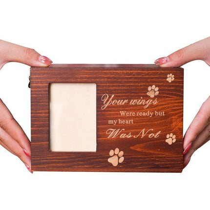 1x Wooden Pet Memorial Urn For Ashes With Photo Frame Cat/Dog Memory Box Keepsak - Aimall