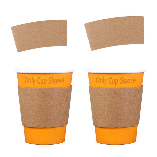 200X Coffee Cup Sleeves Kraft Paper Disposable Corrugated For Hot Or Cold 8/9CM