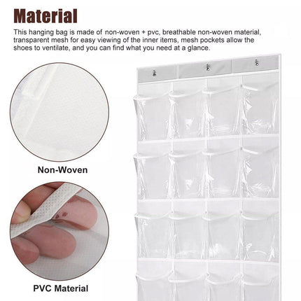 24 Pocket Shoe Organiser Bag Over Door Holder Hanging Shelf Storage Rack Hooks