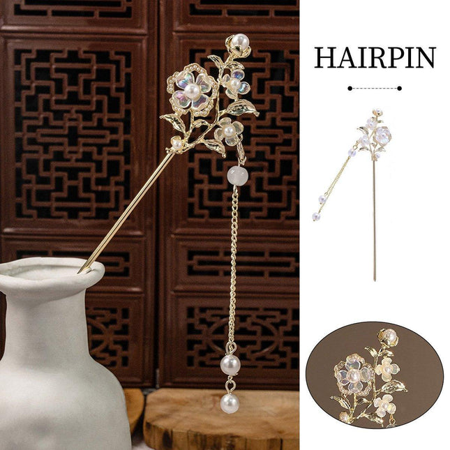 Rose Sprigs Hairpin Hanfu Headdress Vintage Chinese Hair Accessories