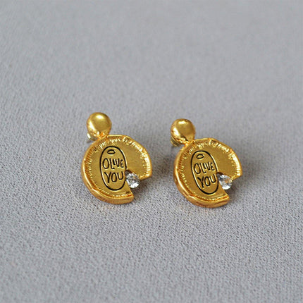 Irregular Lace Stud Earrings Unique Design Missing Corners Stylish Jewelry