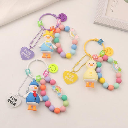 Cartoon Little 3D Duck Keychain Cute Key Chain Car Bag Key Ring Couple Pendant - Aimall