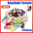 50X Leather Key Chain Ring Tassel Pendants Bulk Mixed DIY Crafts Jewelry Making - Aimall