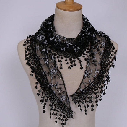 3pcs Floral Lace Tricot Veil Women Scarf Headscarf Soft Lightweight Accessories