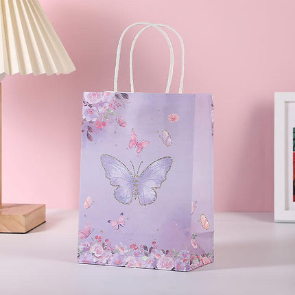 30pcs Pink Romantic Flower Tote Bag Cowhide Paper Elegant Design Gift Bag