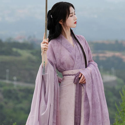 Chinese Traditional Hanfu Costume Woman Ancient Oriental Purple Dress Elegance - Aimall