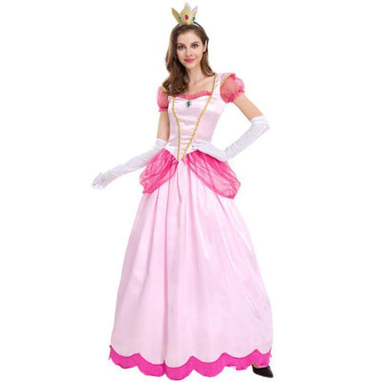 N505 Princess Peach Pink Mario Games Book Week Fancy Long Dress Up Party Costume AU