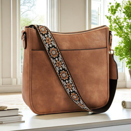 Retro Large Capacity Colorblock Shoulder Crossbody Bag Strap Multi-functional