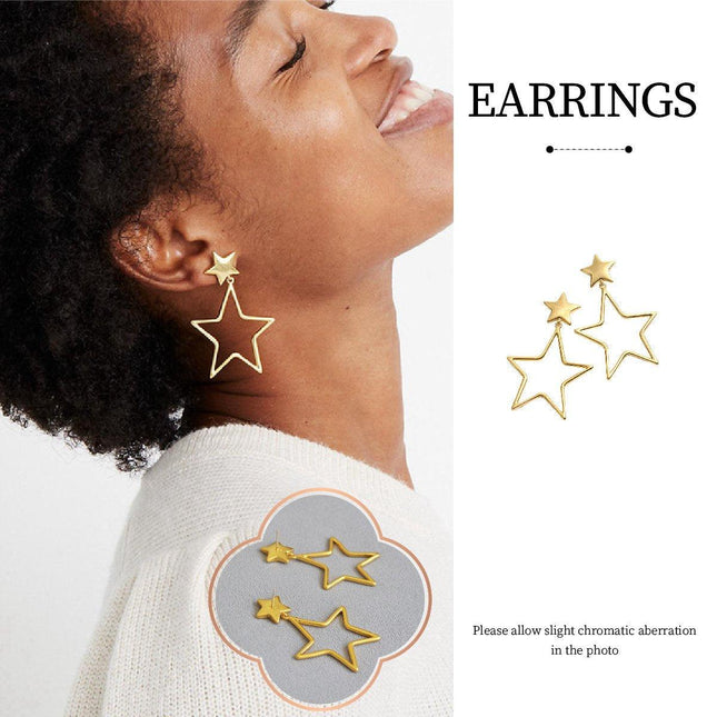Vintage Openwork Star Earrings Elegant Fashion Jewelry for Women Chic Gift Ideas