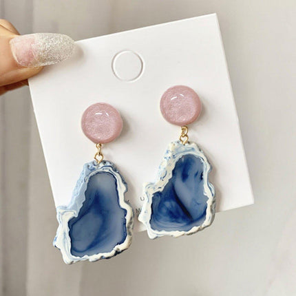 Vintage Art Resin Stud Earrings Colourful Fashion Pink blue Earrings Jewelry Gift