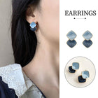 Fashion Blue Oil Drop Earrings Retro Style Black White Contrast Needle Jewellery