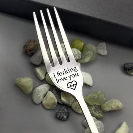 I forking love you Engraved Stainless Steel Fork w/ Gift Box Lover Best Present - Aimall