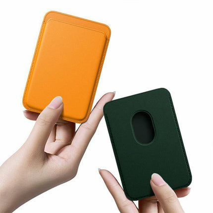 Magnetic Card Holder For Magsafe iPhone 14 13 Pro Max Leather Wallet Card Pocket - Aimall