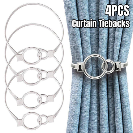 4pcs Metal Spring Curtain Tiebacks Elastic Fasteners for Home Window Drapes