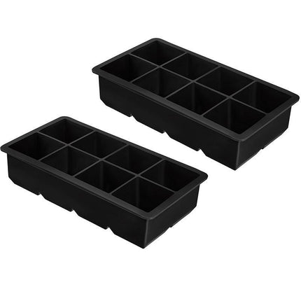 8 Grids Whiskey Silicone Maker Ice Cube Tray Mould Large Mold Giant Square Black - Aimall
