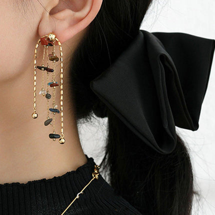 Fashion Earrings Colourful Natural Stone Tassel Earrings Women Jewelry Gift