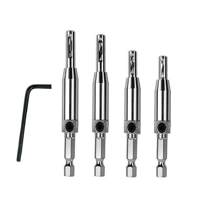 4X Self-Centering Drill Bits Hex Shank Pilot Door Drawer Hinge Hole Screw Guide - Aimall