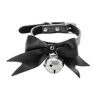Punk Style Bow Bell Choker Adjustable Collar PU Leather Neckchain Necklace