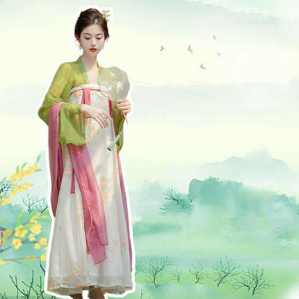 Women Chinese Style Hanfu Tea Dress Guofeng Tang Inspired Chest-length Dress