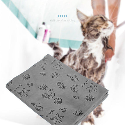 2PCS Quick Dry Absorbent Dog Bath Towels Soft Printed Cat Towel Set Pets