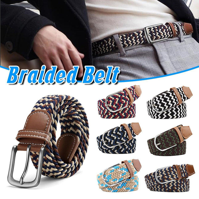Unisex Braided Belt Casual Canvas Belt Adjustable Stretch Belt for Men Women