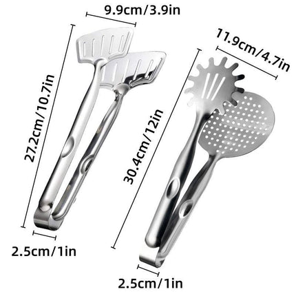 3pcs Stainless Steel Food Tongs Multifunctional Kitchen Cooking Serving Clips