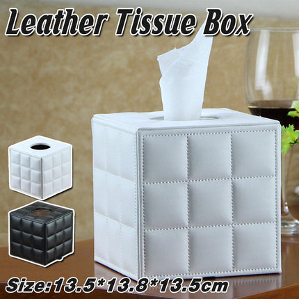 Luxury Leather Square Tissue Box Living Room Hotel Roll Paper Tube Holder