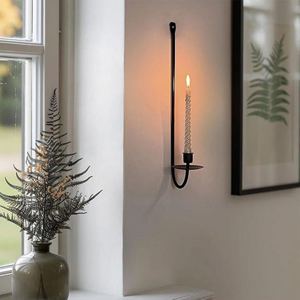 2PCS Black Metal Wall Mounted Iron Candlestick Holder L Shape Modern Home Decor