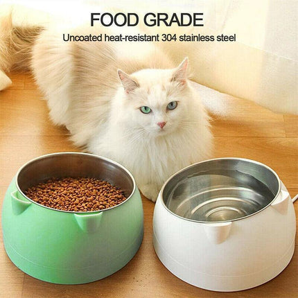 Pet Dog Cat Food Bowl Raised No Slip Stainless Steel Tilted Water Food Feeder - Aimall