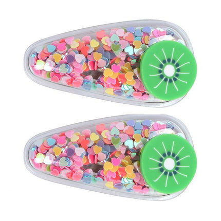 2PCS Cartoon Fruit Sequins Girl Hair Clips Baby Transparent Kids Birthday Party - Aimall