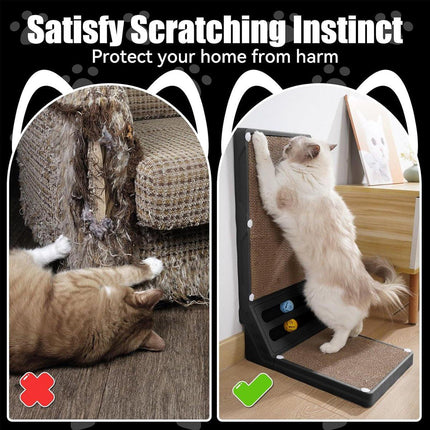 L-shaped Cat Scratching Board Vertical Claw Toy Cat Scratcher for Pet Playtime
