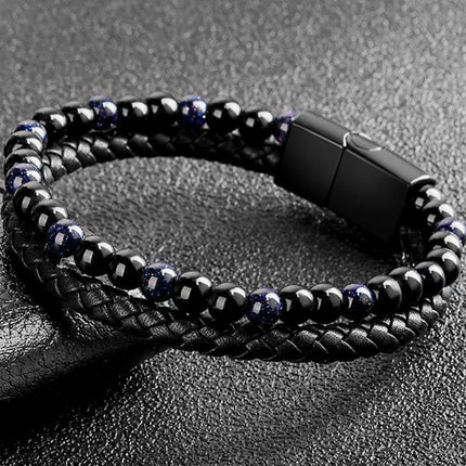 Tiger Eye Natural Stone Beaded Bracelet Women Men Elasticity Bangle hand Jewelry - Aimall