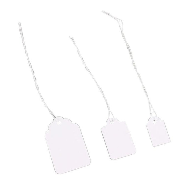 500PCS White Strung Tags Labels Retail Luggage Jewelry price tags with string - Aimall
