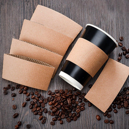 200X Coffee Cup Sleeves Kraft Paper Disposable Corrugated For Hot Or Cold 8/9CM